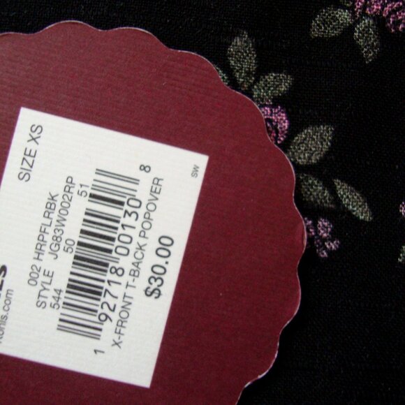 SO Black Floral Rayon Popover Top - Picture 4 of 4